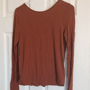 Classic Long-Sleeve Open back Women's Top in Rust